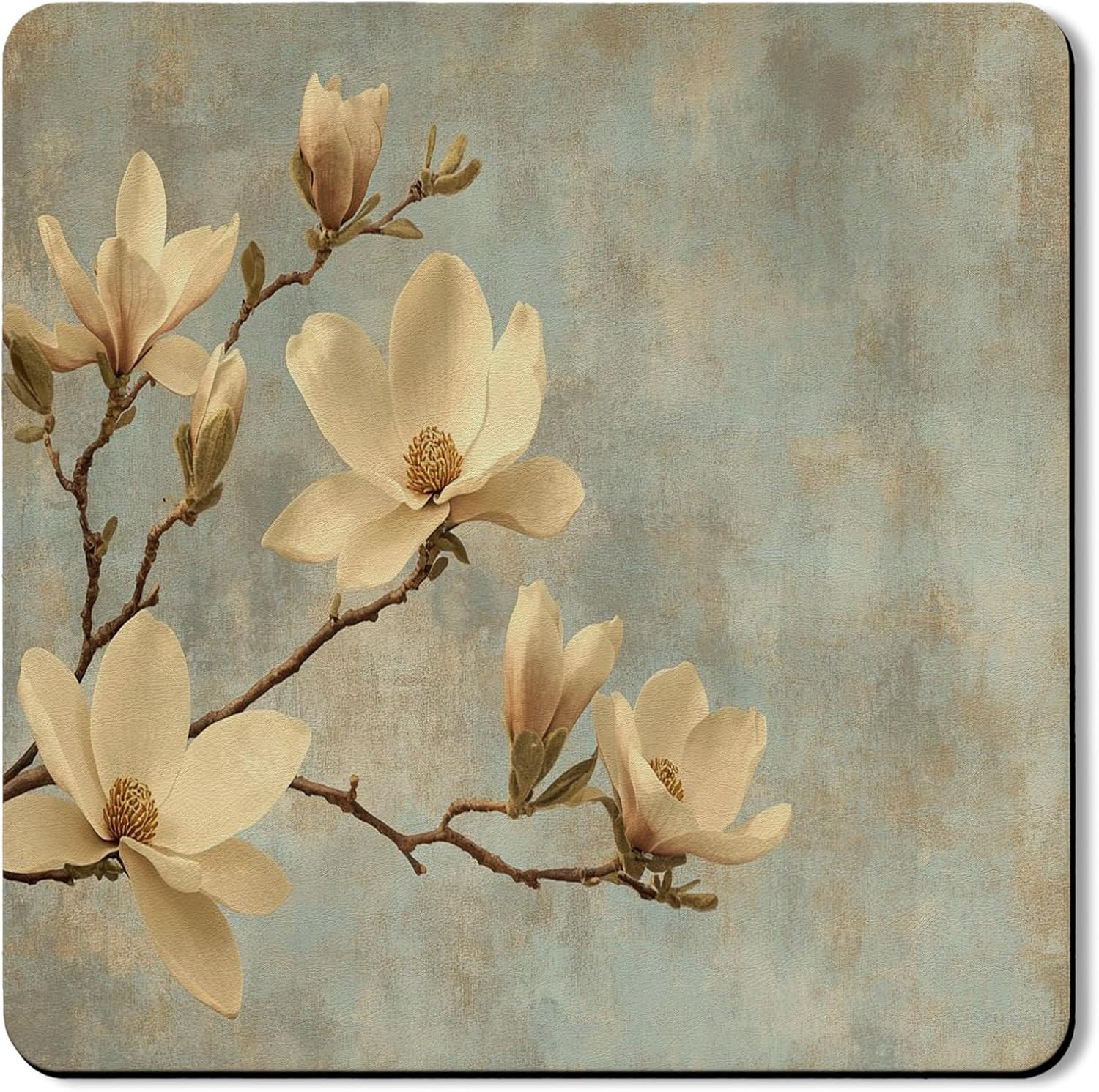 Magnolia Washer Dryer Top Protector Mat, Soft Vintage Blossom Laundry Machine Dust Covers, Spring Decor Rubber Anti-slip Waterproof Washers and Dryers Mats for Laundry Room 24x24 Inch