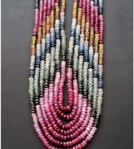 4 Strands, Multi Sapphire Beads, Sapphire Rondelles, 2.5mm to 3mm Beads, 14 Inches to 16 Inches Code-HIGH-48878