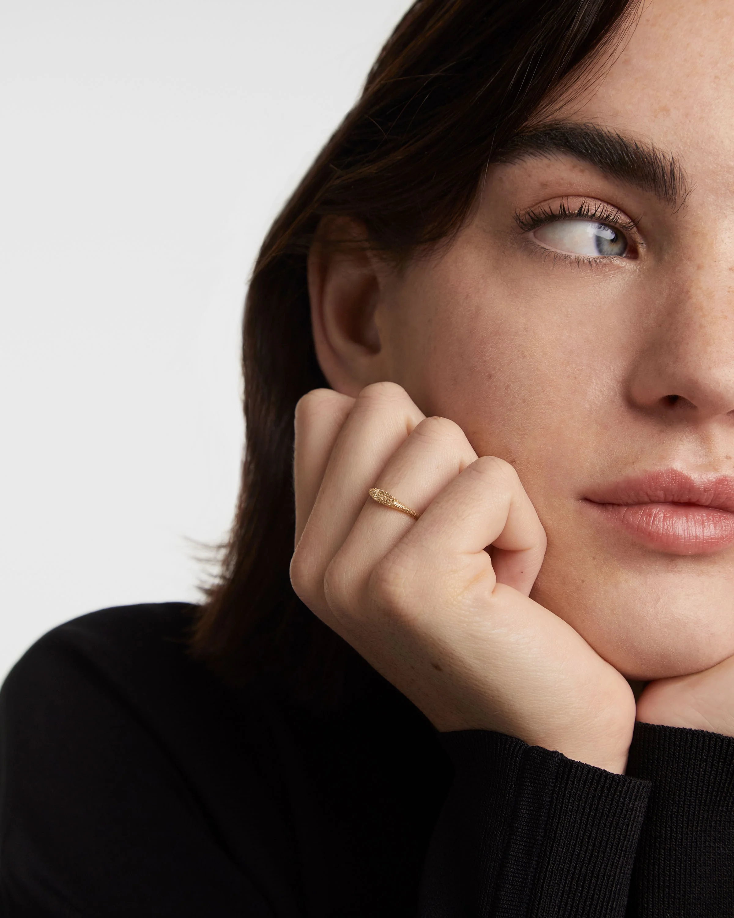 Sandblasted Gold Cleo Stamp Ring