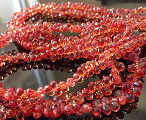 Orange red Sapphire Facet Drops Size Vary 2x4-3x5 mm Set of 20 Beads Code-HIGH-60234