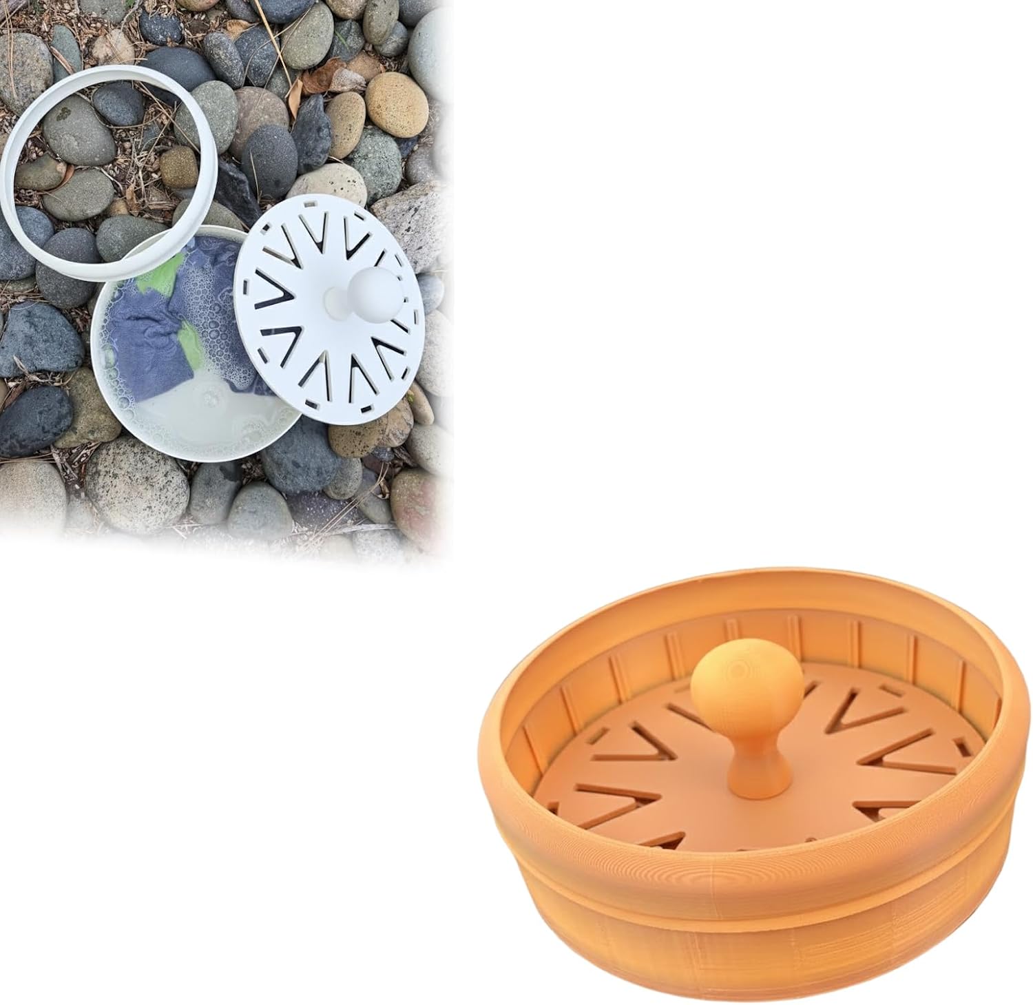 Camper Washing Machine Portable Hand-Powered Washer for Camping Hiking Travel, Compact Washboard System Clean Gear Anywhere (Orange)