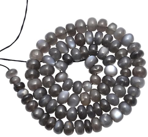 Grey Moonstone Smooth Rondelle Beads, Grey Moonstone Beads, Grey Moonstone Handmade Jewelry Making Gemstone Beads, 17 Inch CHIK-STRD-67885