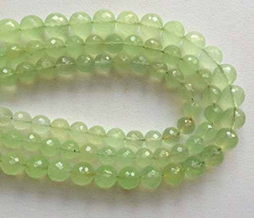 13 inch natural beads strand of 8.5-10.5mm faceted round green chalcedony gemstone beads for DIY jewelry - necklace, bracelet, earring, ring.