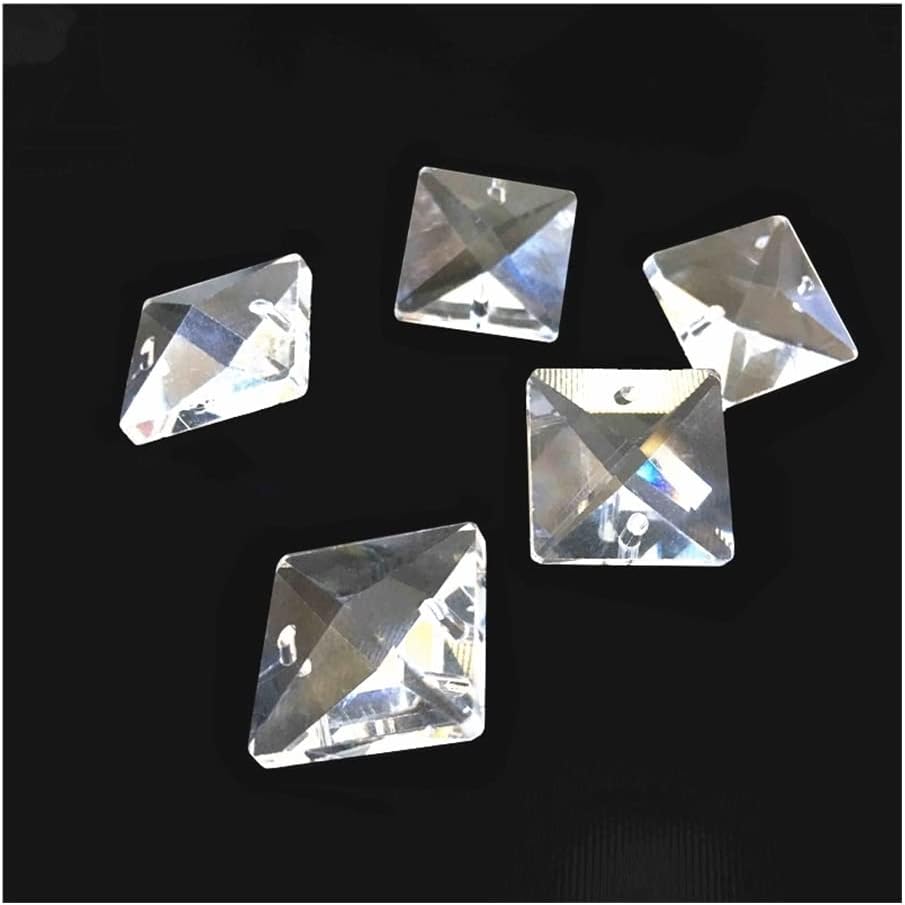 Hanging Crystals Prisms Crystal Square Beads in 2 Holes Crystal Curtain Beads Chandelier Bead Hangings Crystals for Decoration(22mm 650pcs)