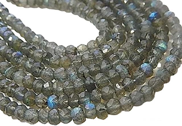 Labradorite Gemstone Faceted Rondelles, 4.5-5mm Semi Precious Rondelle 13
