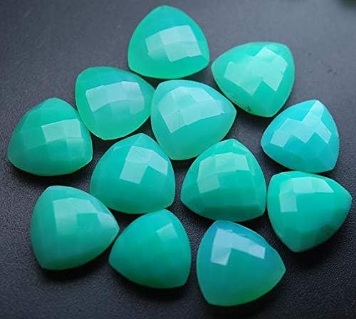 6 Matched Pair, Chrysoprase Chalceny Faceted Trillion Shape Briolettes 14mm Code-HIGH-57094
