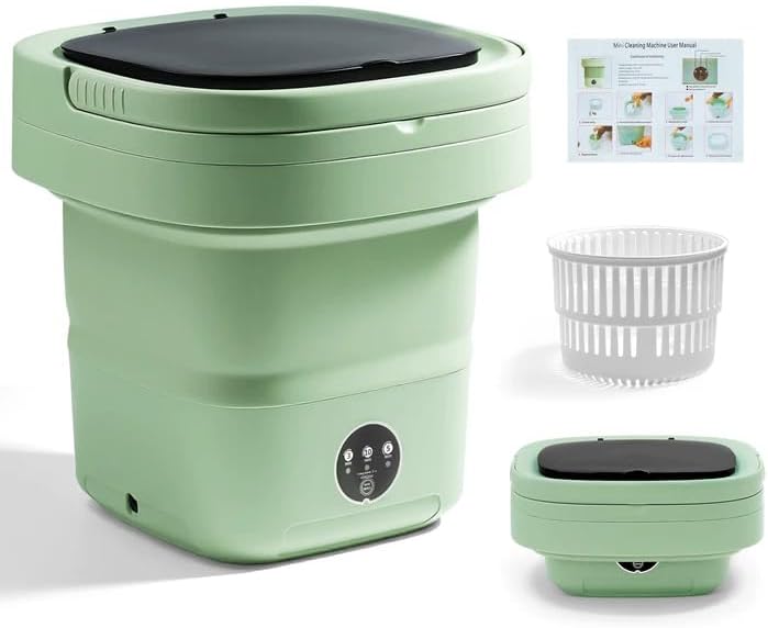 Portable Washing Machine, Mini Washer, 16L Upgraded with Spin Basket, Foldable Design Ideal for Apartment, Home and Hotel, portable washer 3 Cleaning Modes Suitable for Small Clothes
