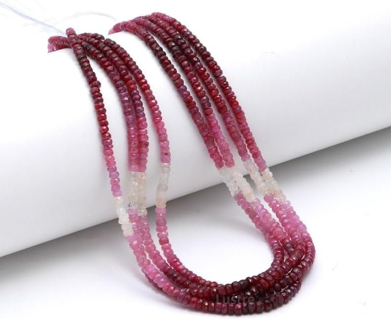 Natural Ruby Shaded Faceted Rondelle 3-5mm Beads 16