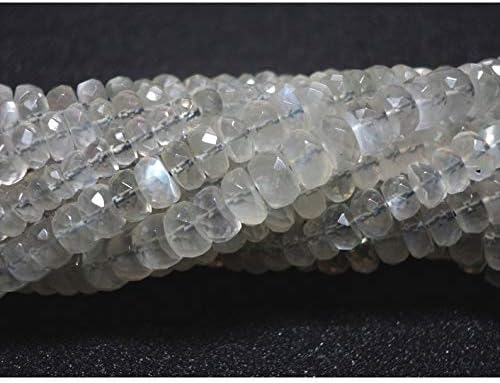 5 Strands Wholesale African Moonstone Beads, Rondelle Beads, Faceted Rainbow Moonstone, 6mm Beads, 14 Inches Each