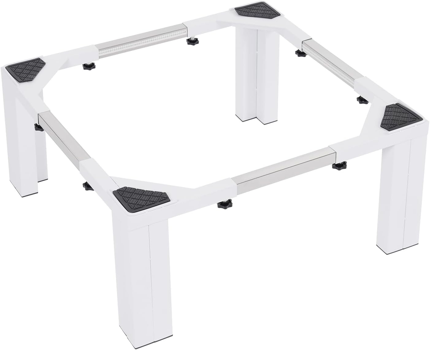 Heavy Duty Stainless Steel Laundry Pedestal, Adjustable Length/Width Washing Machine Stand with 4 Anti-slip Pads, 1102.31lbs Capacity Washer and Dryer Pedestal for Homes, Restaurants (White, 12'' H)