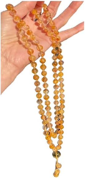Golden Healer Quartz Stone Mala Beads, 108 Mala Necklace, Knotted Mala, WWG Necklace, Yoga Jewelry Meditation Beads Spiritual Jewelry Boho Jewelry