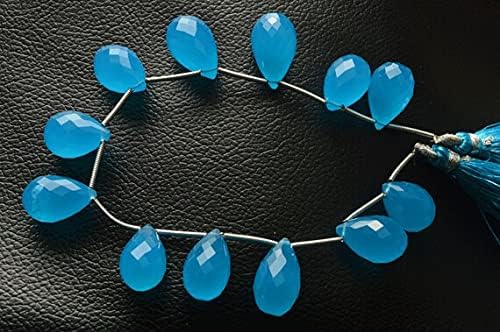 7 inch Strand of Natural Chalcedony 14-17mm Drop Faceted briolette Beads for DIY Jewelry Making. |BRIO_01637