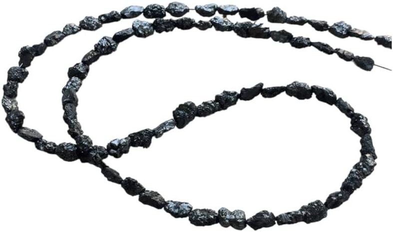 5-7mm Black Rough Diamond Tumbles, Black Raw Diamonds, Conflict Free Diamond, Black Rough Diamond Necklace, Diamond Beads (7IN To 14IN), 5-7 MM