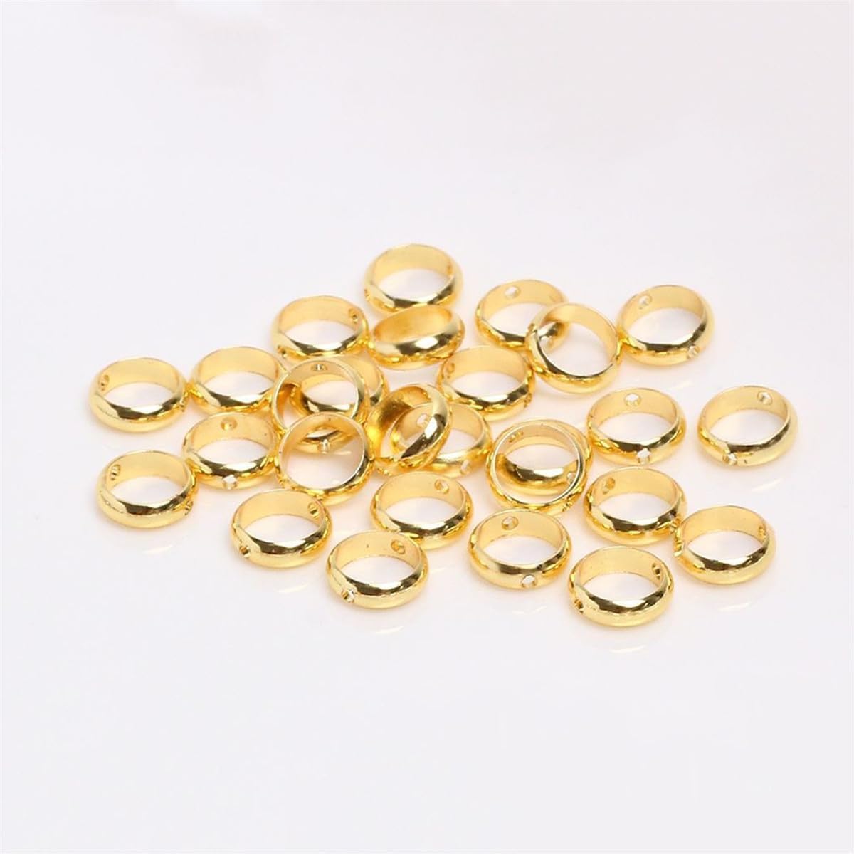 200 Pcs Circle Round Bead Frame, 2 Hole Frame Spacer Bead Brass Bead Connector Ring Metal Double Hole Bead Round Bead Frames for Beading Earring Bracelet Jewelry Making, Inner Diameter 10mm