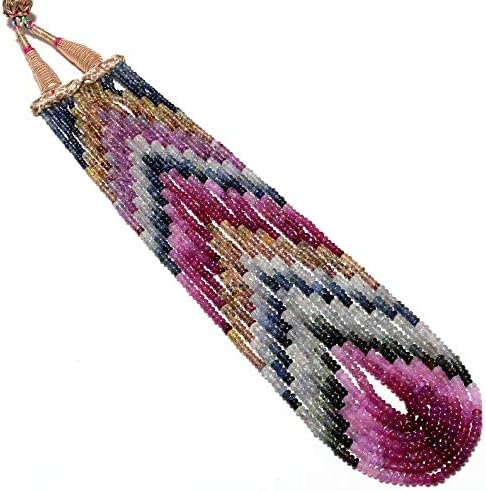 7 Strands Multi Sapphire Beads, Sapphire Rondelle Beads, 2.5mm to 4mm Beads, 14 Inches to 17 Inches Each