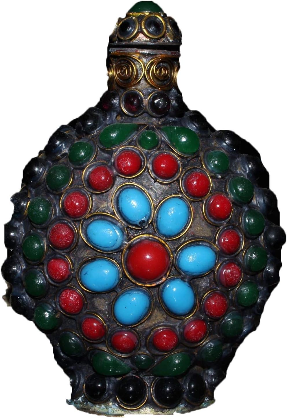 Fashion158 Antique Miscellaneous Copper Beads inlaid Round Snuff Bottle home Decoration Ornaments