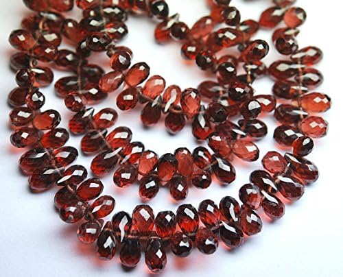 13 inch natural beads strand of 6-7mm faceted drop mozambique garnet gemstone briolletes beads for DIY jewelry - necklace, bracelet, earring, ring.