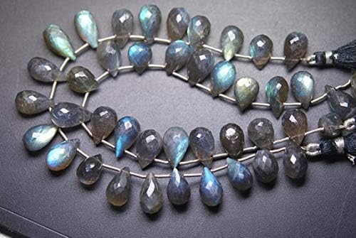 8 Inches, Super Finest Blue Flash Labrarite Faceted Drops Shape Briolettes Size 12-14mm aprx Code-HIGH-57800