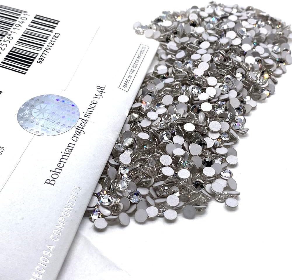 1440 pcs (Factory Pack) Clear Crystal Genuine Czech Preciosa MC Chaton Rose Maxima SS10 2.8mm Tiny Flatbacks 10ss No Hotfix Round Rhinestones Nail Art DIY Deco Bling