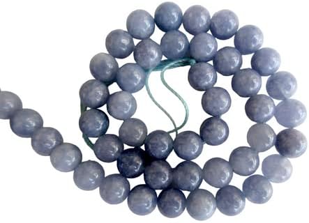 Blue Quartz Large Hole Gemstone Beads, 8mm Blue Quartz Smooth Round Beads, Drill Size 1mm, 15 Inch Strand, CHIK-STNRD-34769