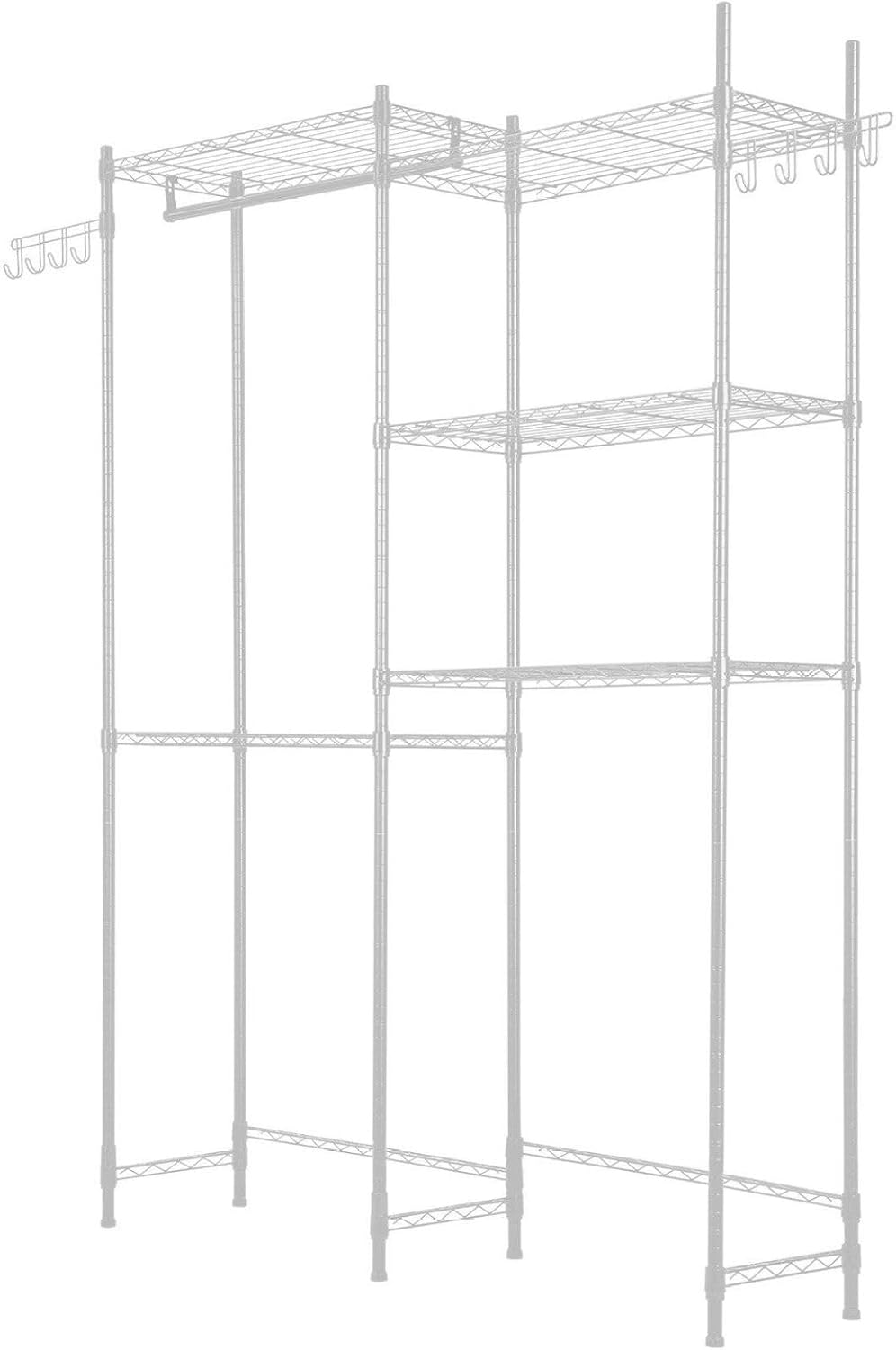 Over The Washer and Dryer Storage Shelf, 5 Tier Laundry Room Drying Rack with Hanger Rod and Hooks, Adjustable Over Washer and Dryer Shelves, Laundry Room Shelf Storage Space Saver, White