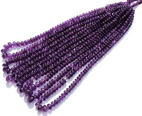 13 inch natural beads strand of 6-11mm smooth rondelle african amethyst gemstone beads for DIY jewelry - necklace, bracelet, earring, ring.