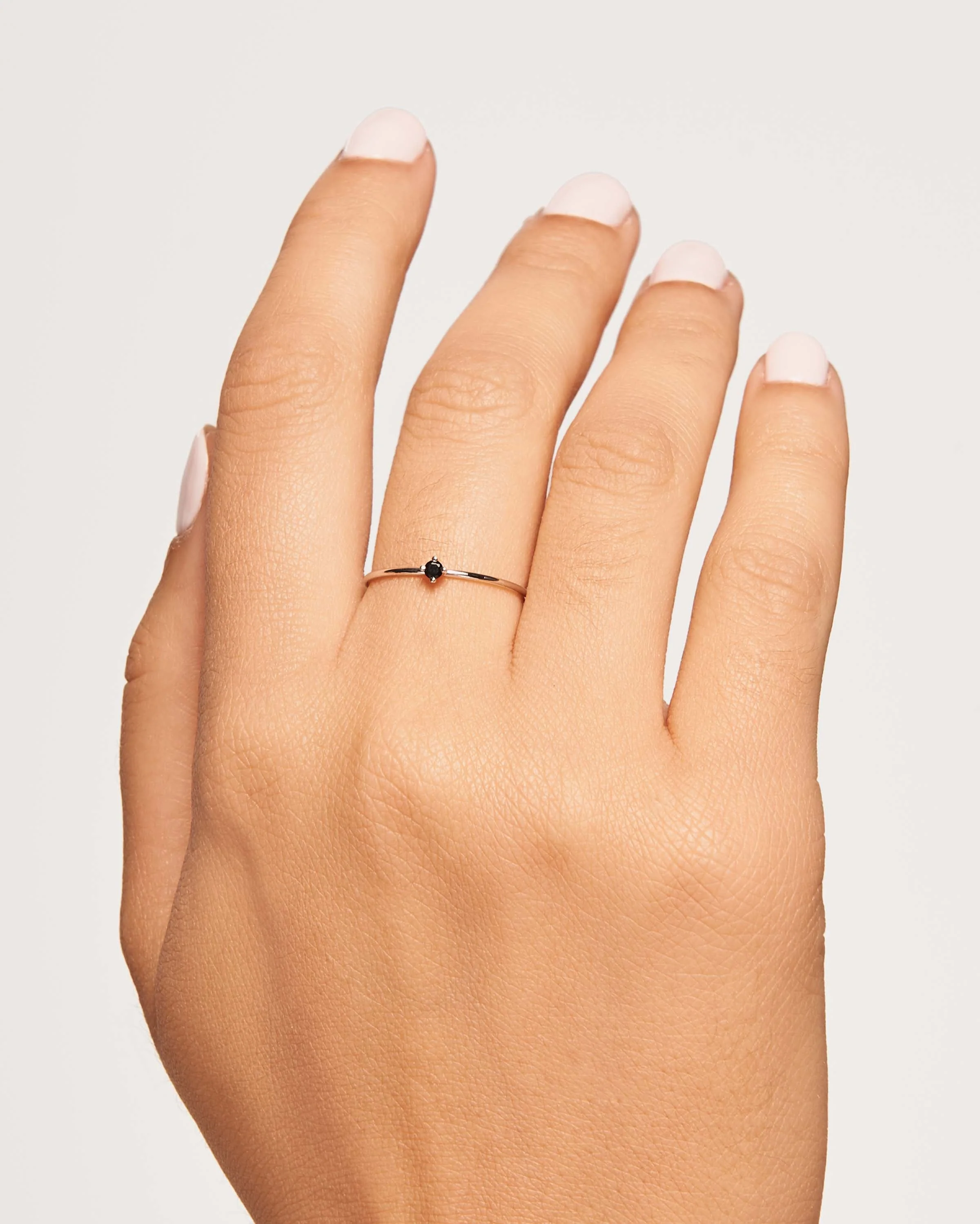 Black Solitary Silver Ring