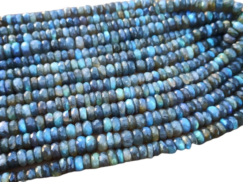 13 inch Strand of Natural gem Labradorite, 6-7mm rondelle Faceted Beads for DIY Jewelry Making. | Beads_05059