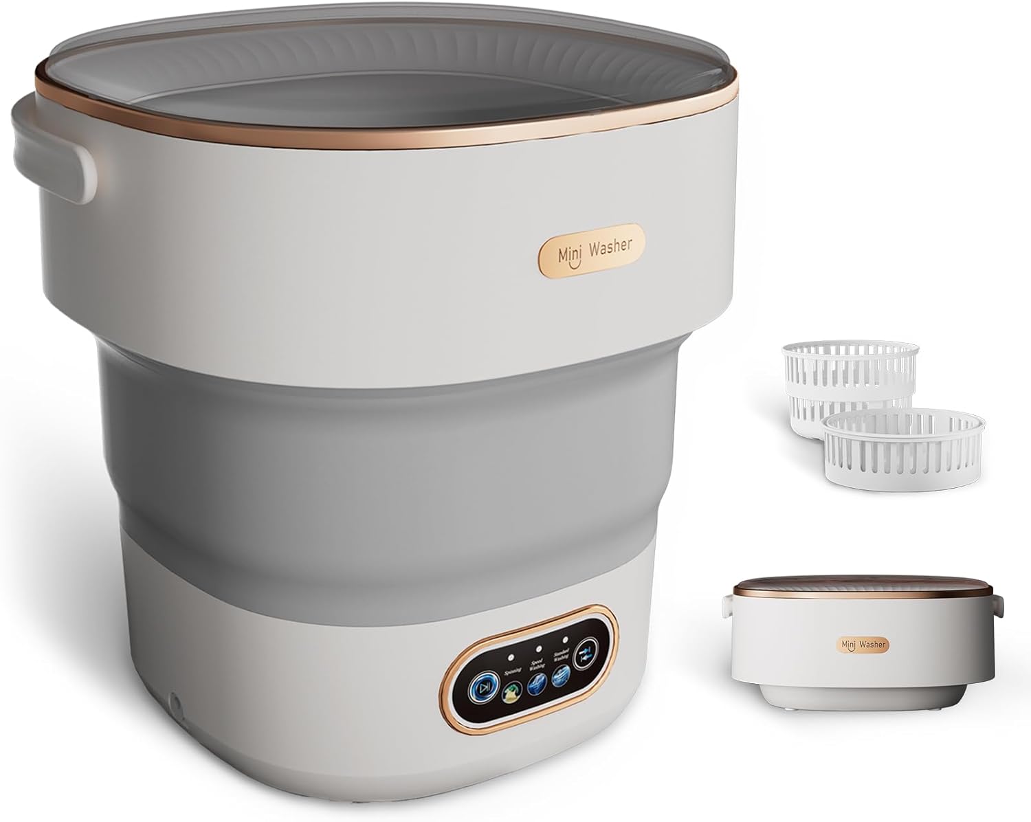 Mini Laundry Machine 16L — Foldable Portable Laundry Machine and Spinner for Baby Clothes, Underwear, Socks; Ideal for Travel, Dorms, Camping