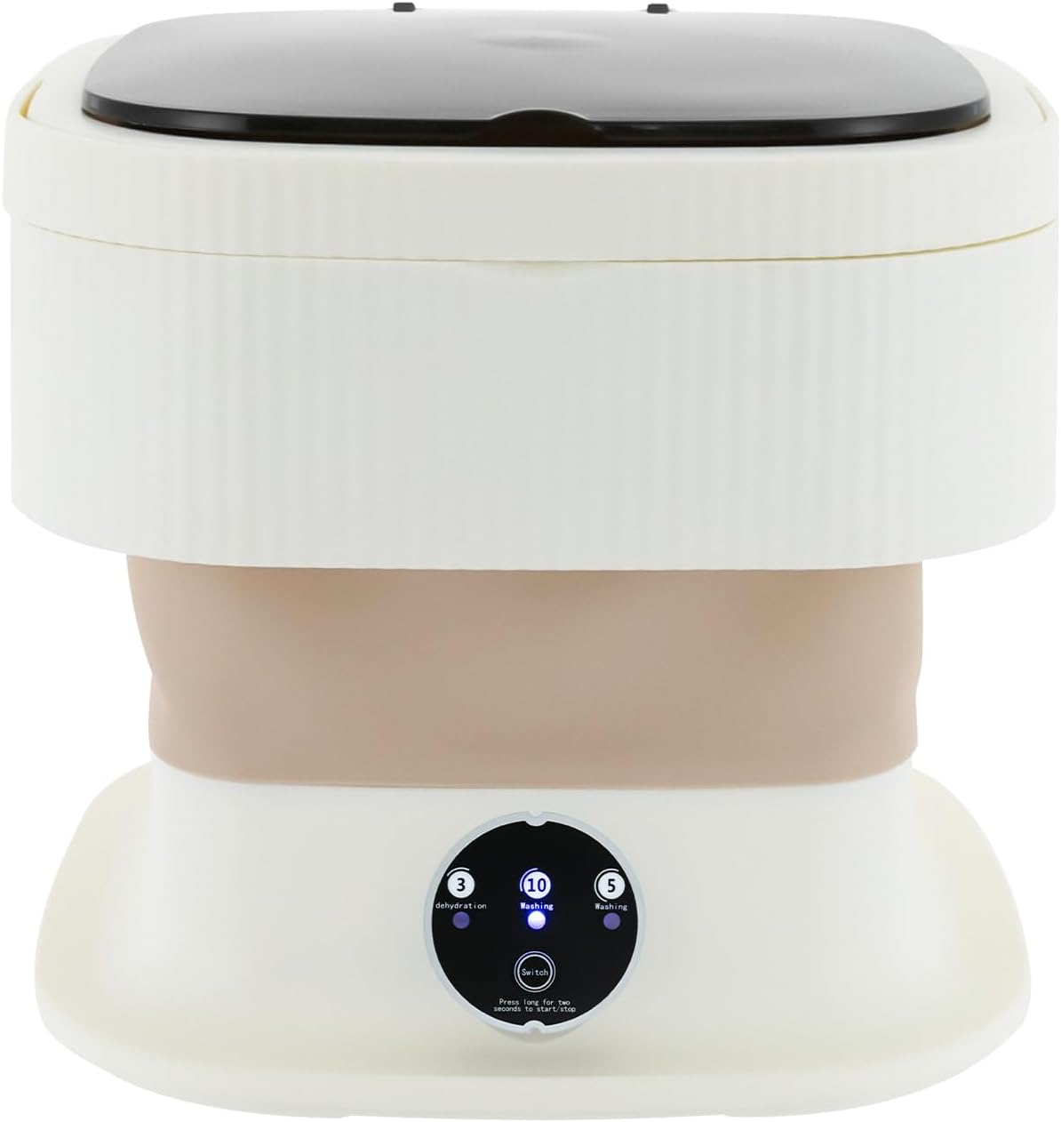 Foldable Portable Washing Machine,10L Mini Washer w/3 Deep Cleaning Modes for Underwear, Baby Clothes and Other Small Items - Semi-automatic Laundry Washer with Drain Basket,40W 320rpm (Khaki)