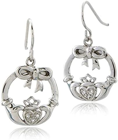 Diamond Claddagh Bow Earrings