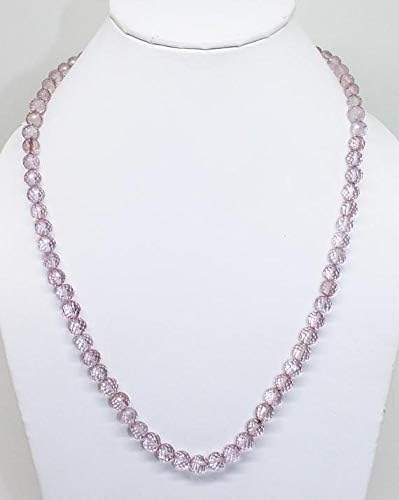 JEWELZ crystal quartz, coated crystal beads necklace, faceted round beads, pink color beads necklace ready to wear 6-7mm beads