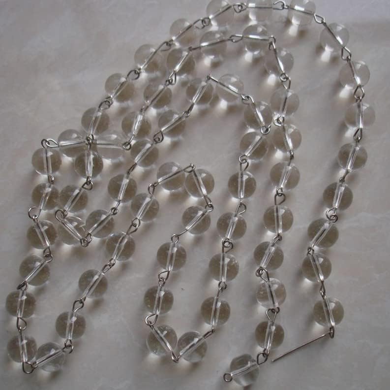 8mm 10mm 50meters Smooth Round Beads Chains Crystal Garland Strand Red Blue Orange Pink Beaded Chains For Wedding Lamp Decor - (Color: Clear/Size: 10mm Beads Chains)