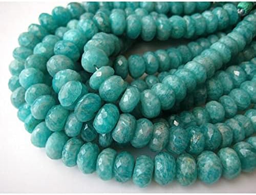Amazonite Rondelle Bead, Faceted Rondelle Beads, Gemstone Beads, 9mm Beads, 8 Inch Strand
