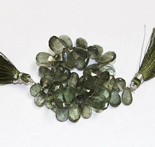13 inch natural beads strand of 10x7-14x9mm faceted pear moss aquamarine gemstone briolletes beads for DIY jewelry - necklace, bracelet, earring, ring.