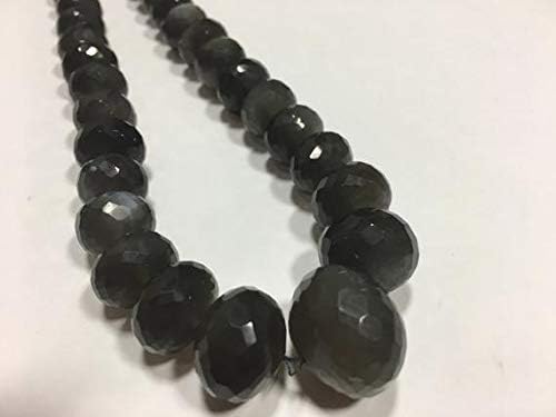 Rare AAA Grey Moonstone Rondelle Faceted Beads Graduated, 16 Inch Strand, 9-17mm Code-HIGH-46721