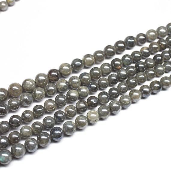 2 Strand Silver Mystic Labradorite Smooth Round Ball Gemstone Craft Loose Beads 13