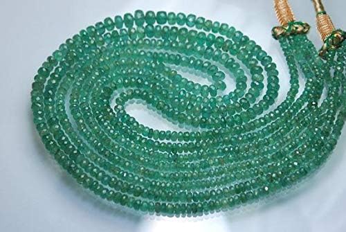 Natural Zambian Emerald,16.5 Inch Strand,Rare Finest Quality 100% Natural Emerald Micro Faceted Rondelles,3-4.5mm Manufacturers Price Item Code-HIGH-56456