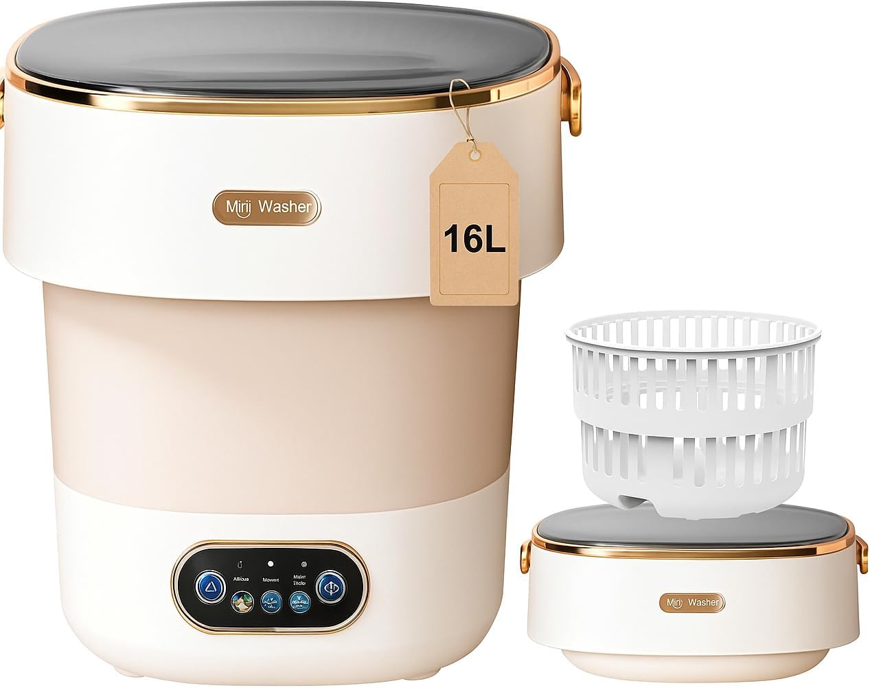 Generic Portable Washing Machine, Mini 16L Foldable Washer and Dryer with 3 Modes Deep Cleaning, Upgraded Small Collapsible Laundry for Hotel, Apartment, Home and Travel