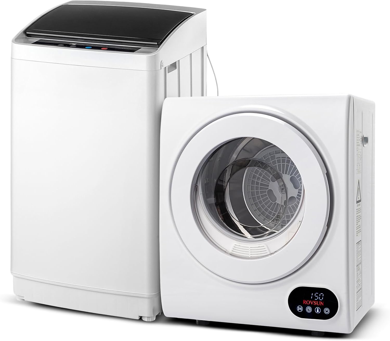 ROVSUN 1.5CuFt Portable Clothes Dryer and 17.8LBS Full-Automatic Washing Machine Set, Compact Laundry Washer and Dryer Combo Set with Stainless Steel Inner Tub, for Apartment, Dorms, Home