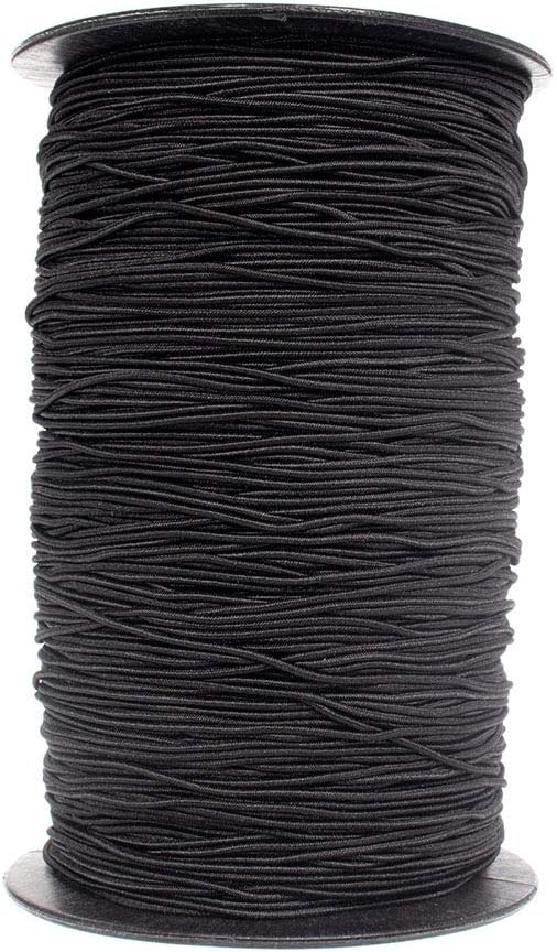 Craft County Roll Elastic Cord Beading Threads (Color Black) 1300 Feet (Ft) x 1/16 inches (1.6 Millimeters) Good for DIY Crafting. Stretchy Shock Cord - Beading, Masks, Jewelry Making, Christmas