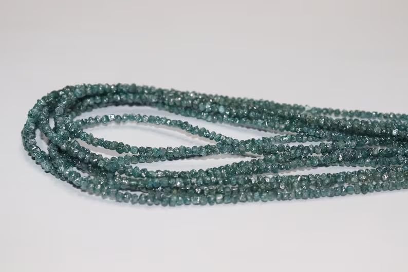 Natural Raw Blue Diamond Uncut Beads 3-4mm Blue Diamond Beads Strand for Jewelry Making