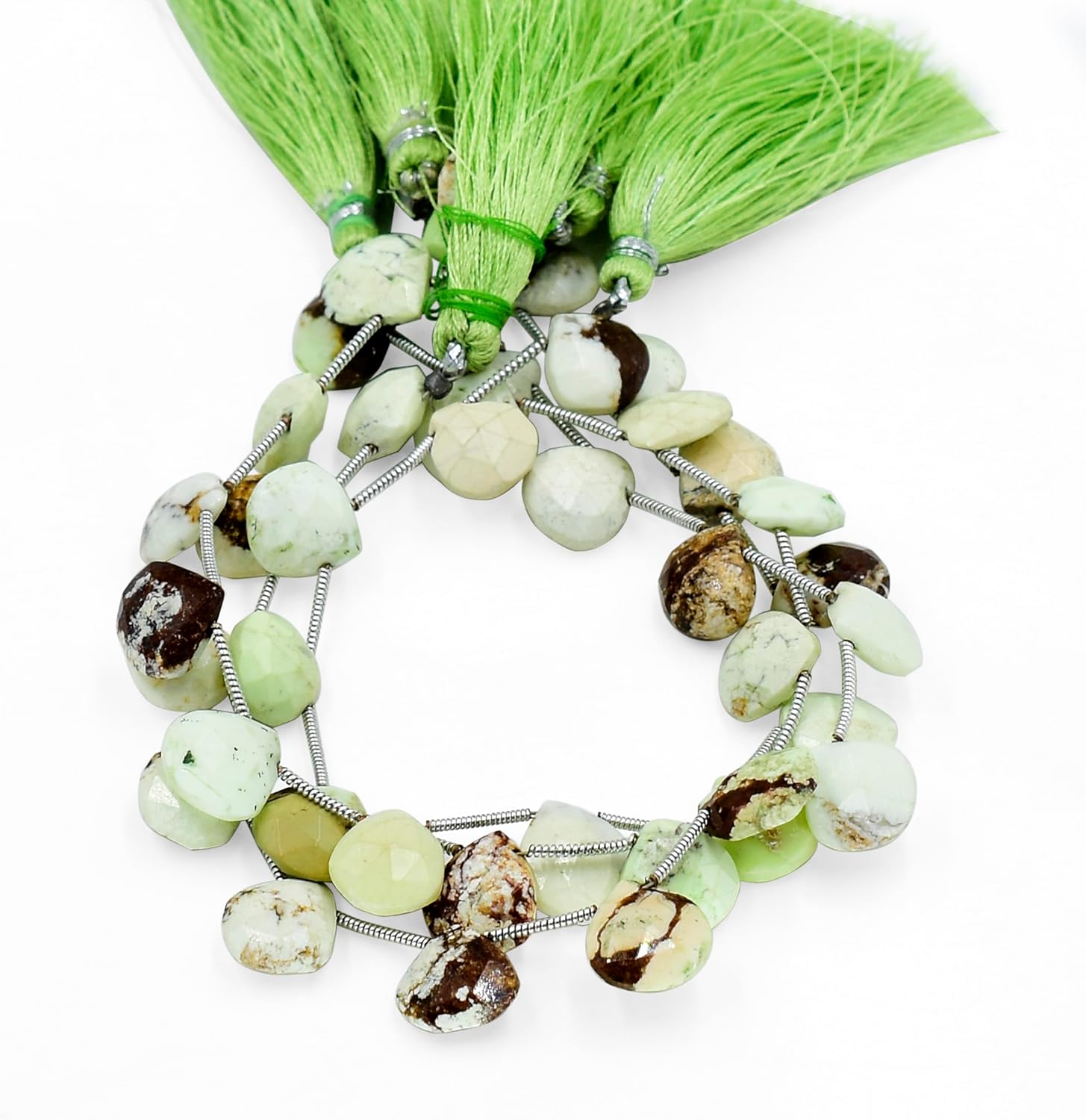 Natural Lemon Chrysoprase Gemstone Loose Beads for Jewelry Making DIY Bracelet Necklace 8 Inch Strand Heart Shape Pear Faceted Crystal Stone Briolette Gems Crafting Bead