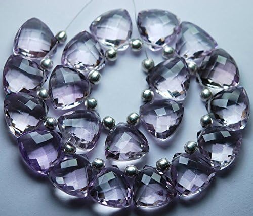 3 matched pairs, natural pink amethyst faceted trillion shape briolettes,14mm long