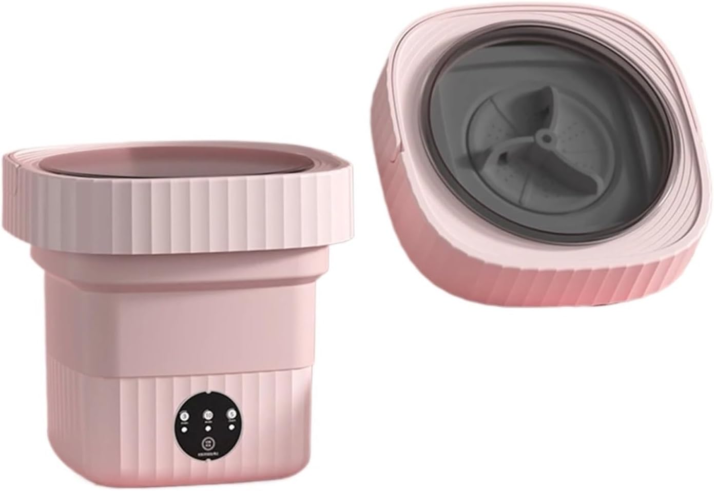 Portable Washing Machine, 10L Folding Portable Washing Machine Large Capacity Clothes Spin Dryer Bucket Travel Underwear Socks Ultrasonic Mini Washer,for Apartments, Homes, and Dorms(Pink)