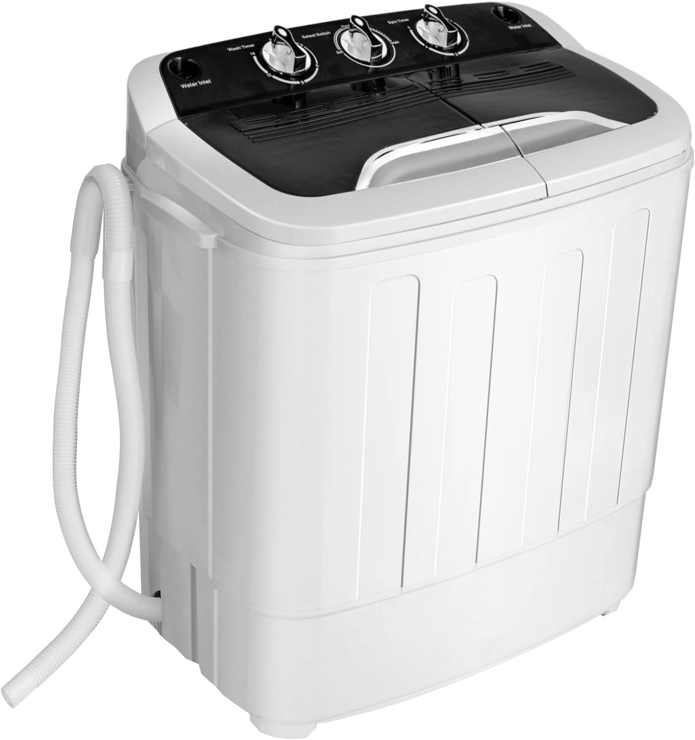 Giantex Portable Washing Machine, 13Lbs Mini Twin Tub, 8Lbs Washer & 5Lbs Spinner, Compact Laundry Washer Combo, Built-in Pump Drain, Apartments RVs and Dorms (White & Black)
