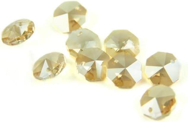 100/500/1000PCS Champagne 14mm Octagon Beads with 1 Hole/2 Holes Lamp Parts Beads Strand Component for Home Wedding & DIY