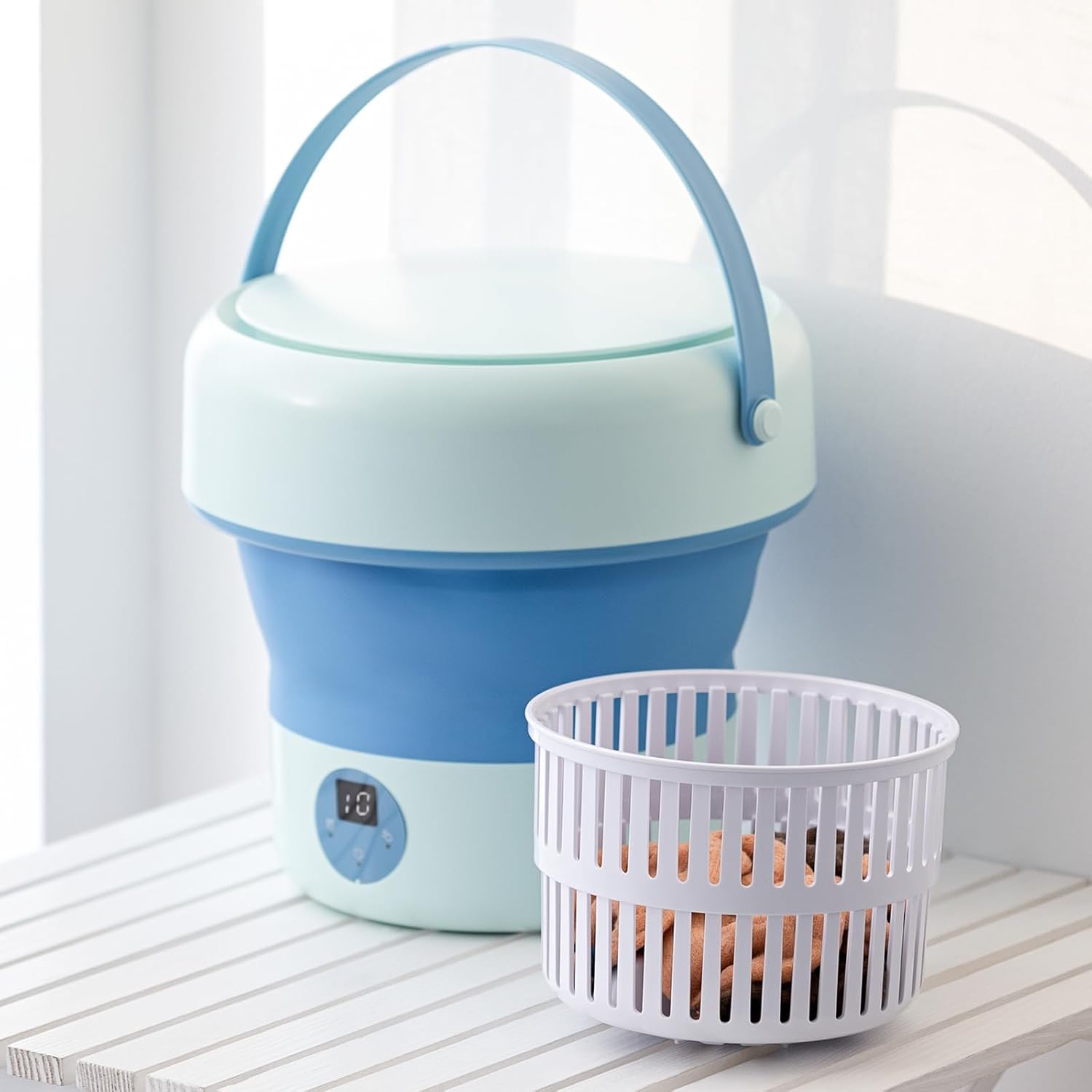 Portable Washing Machine, Foldable Mini Washing Machine for Socks, Baby Clothes, Towels, Underwear Or Delicate Items for Apartment, Dorm, Camping, RV Travel