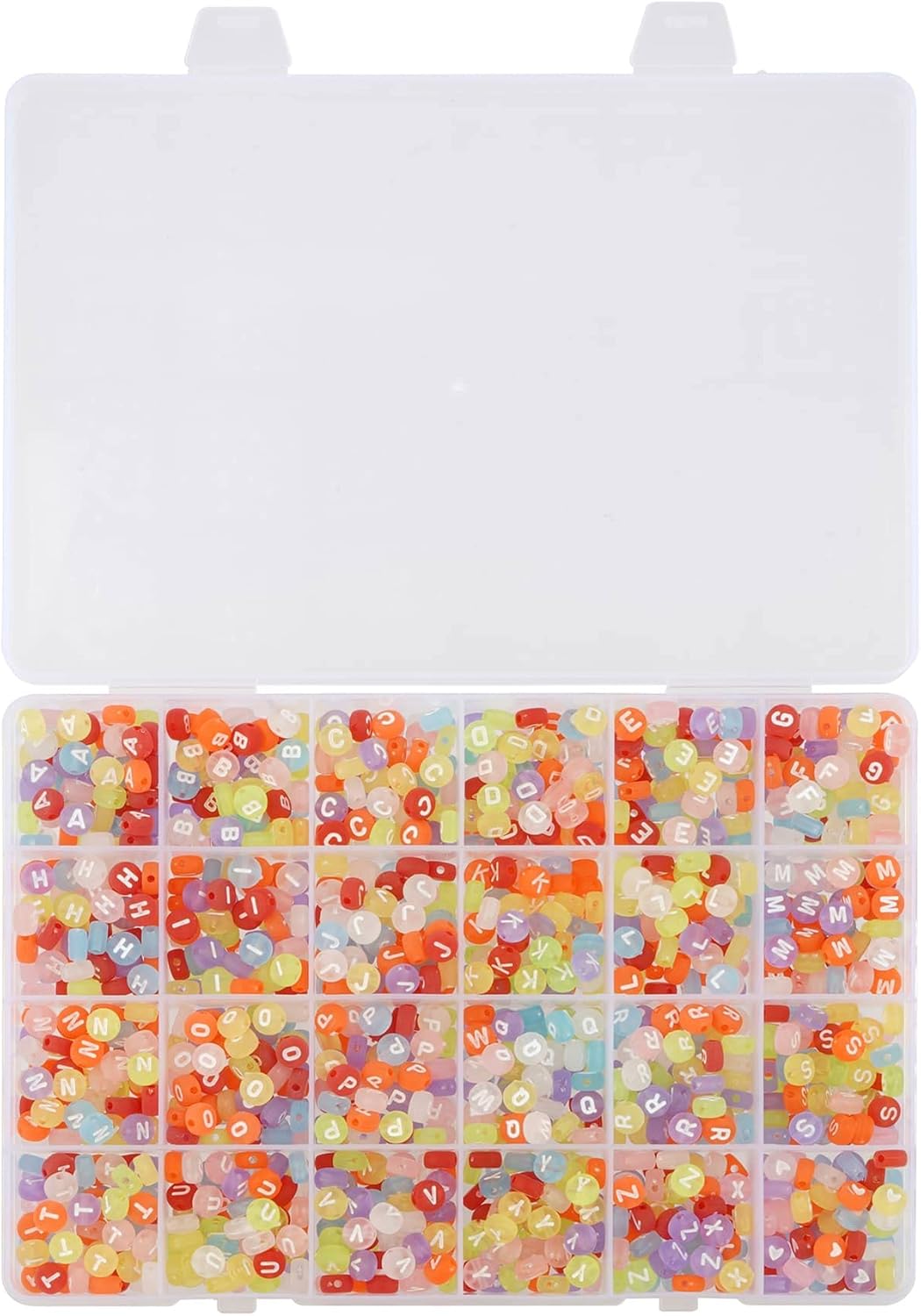 Bead Landing 7mm Translucent Alphabet Round Beads – Acrylic Letter Beads for DIY Name Bracelets, Necklaces, Keychains & Crafts, 6 Pack