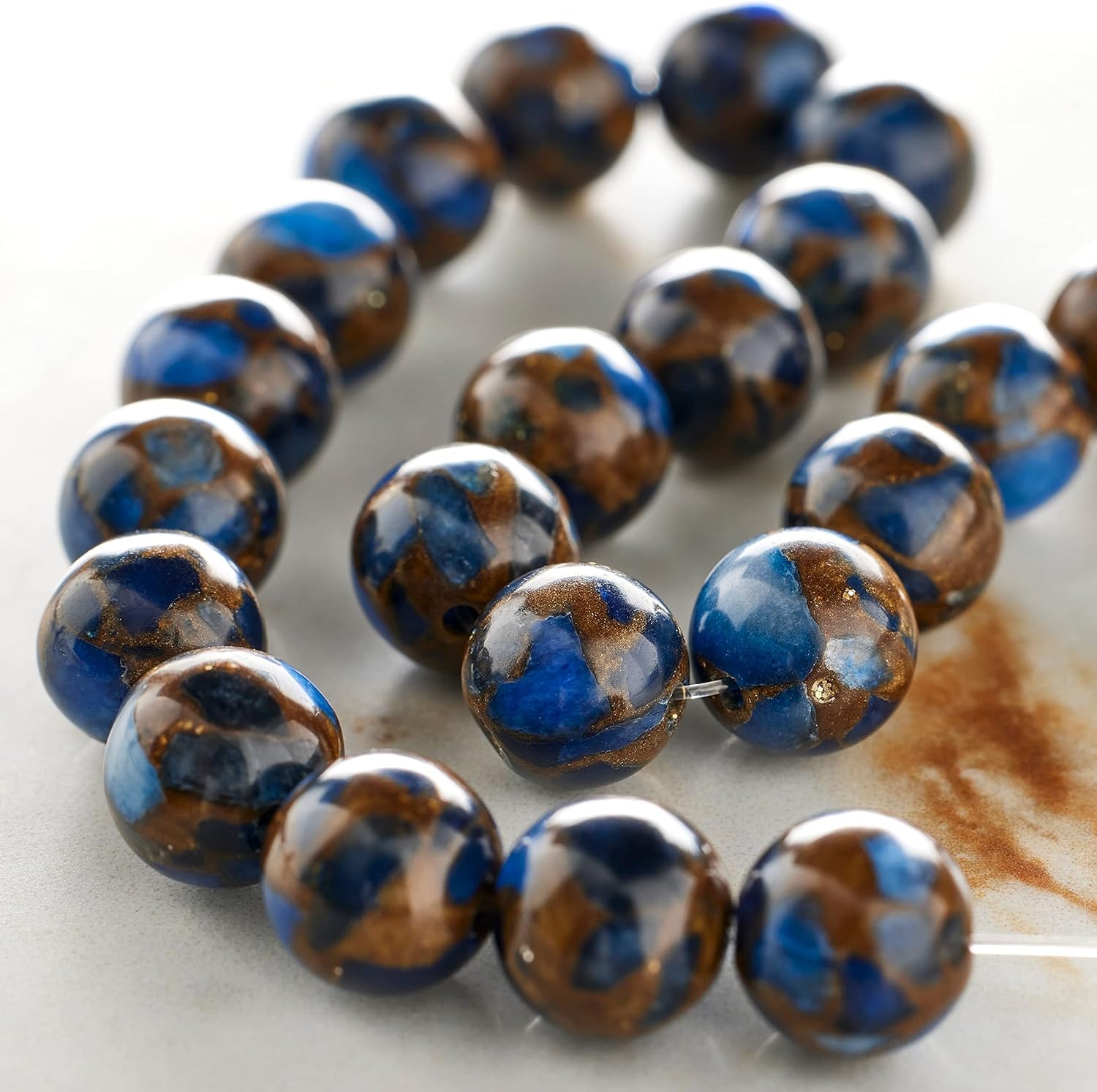 Bead Landing Sapphire Impression Jasper Round Beads, 8mm, 12 Pack